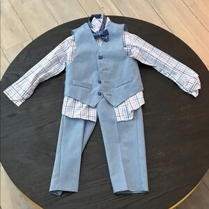 Van Heusen Blue and Plaid Boys' 4-Piece Suit Set